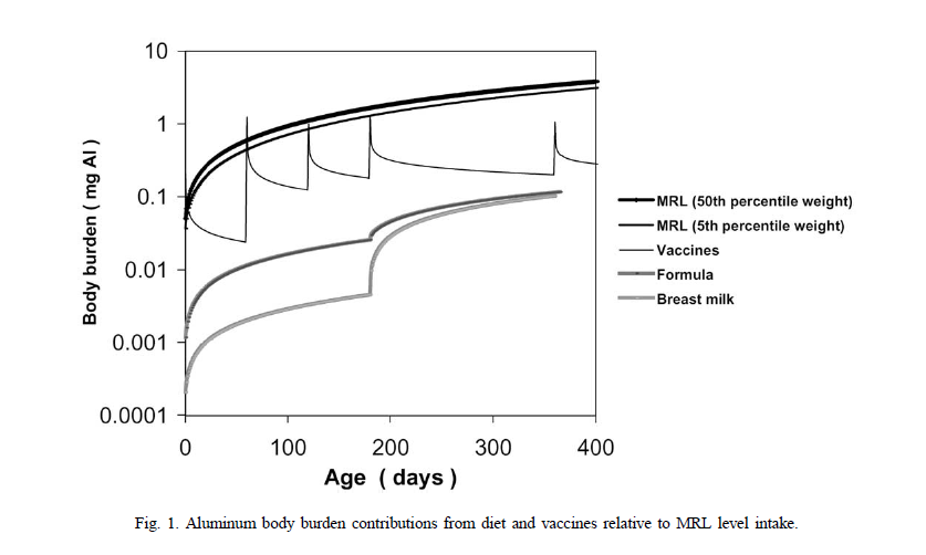 aluminum body burden from diet (breast milk) versus vaccine